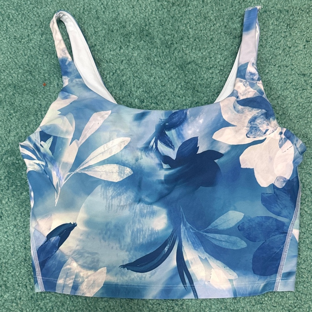 Old Navy Blue and White Floral Tank Top